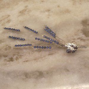 Blue crystal sterling pin